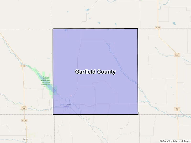 Map of Garfield County, Nebraska and ZIP codes