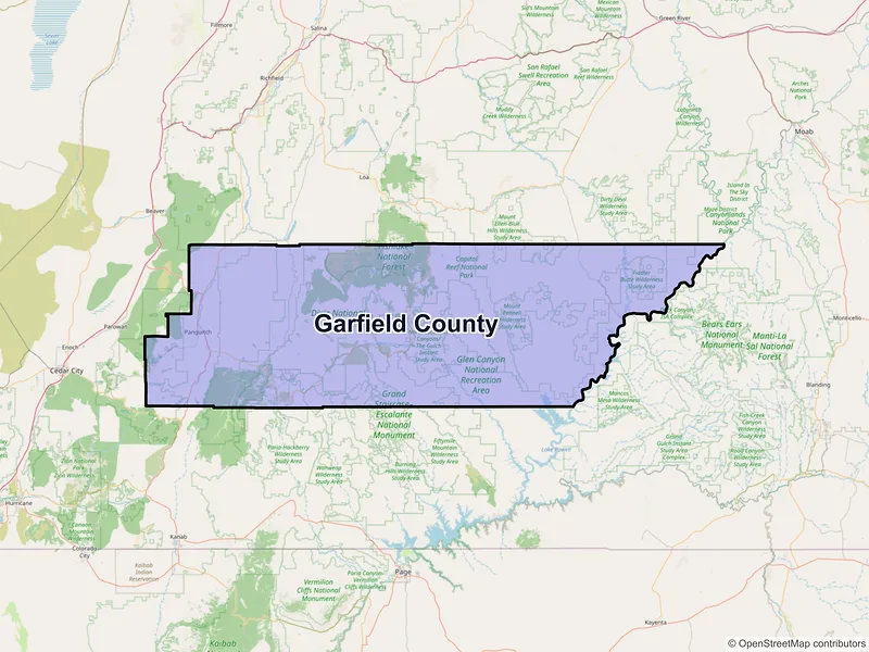 Map of Garfield County, Utah and ZIP codes