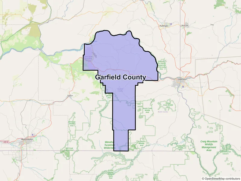 Map of Garfield County, Washington and ZIP codes