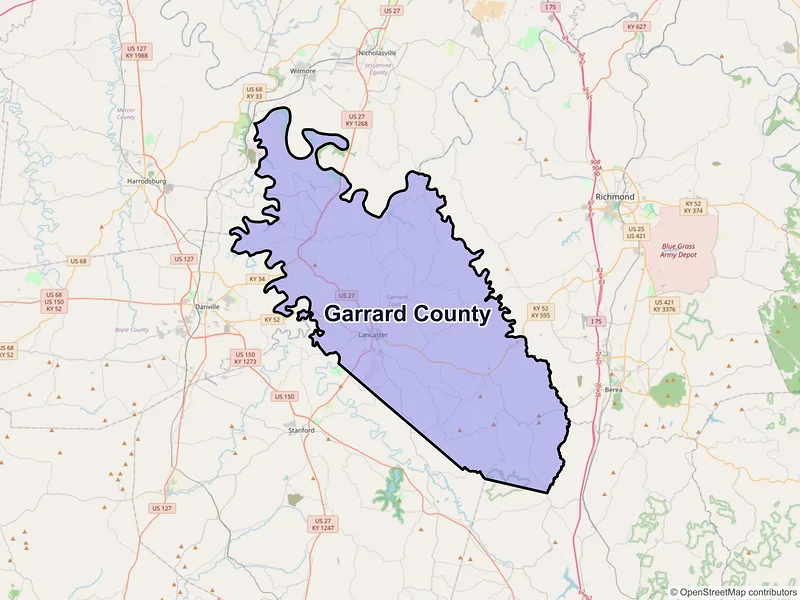 Map of Garrard County, Kentucky and ZIP codes