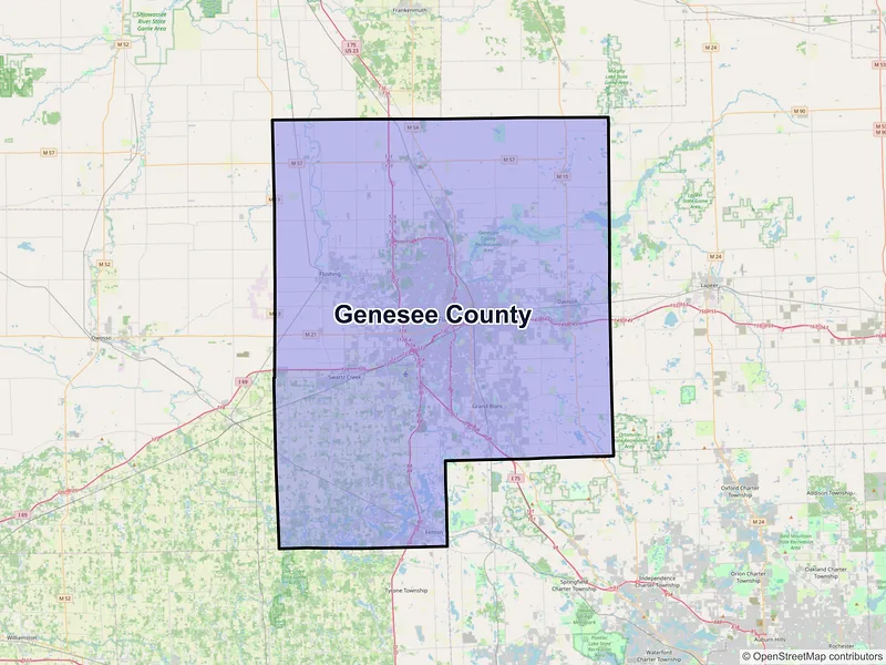 Map of Genesee County, Michigan and ZIP codes
