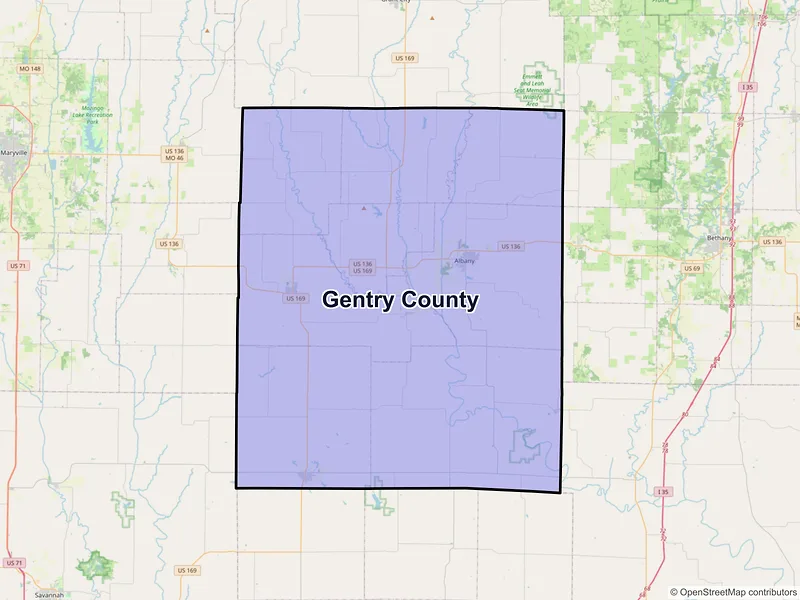 Map of Gentry County, Missouri and ZIP codes