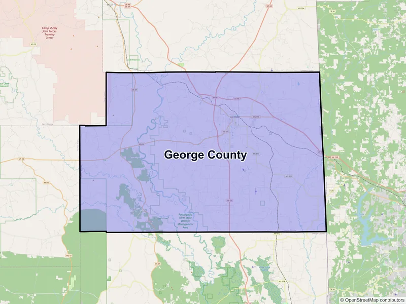 Map of George County, Mississippi and ZIP codes