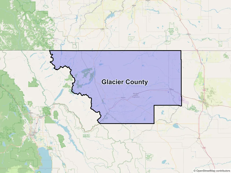 Map of Glacier County, Montana and ZIP codes