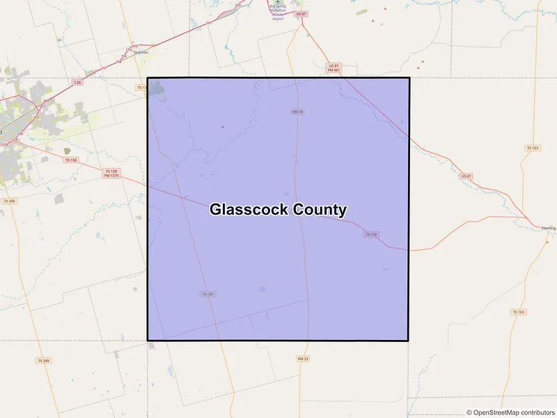 Map of Glasscock County, Texas and ZIP codes