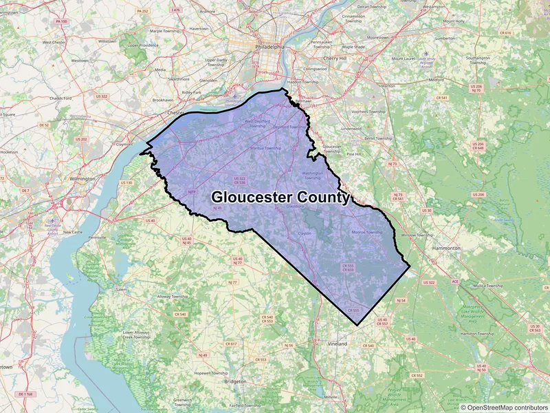 Map of Gloucester County, New Jersey and ZIP codes