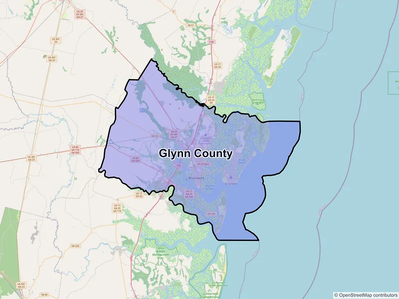 Map of Glynn County, Georgia and ZIP codes
