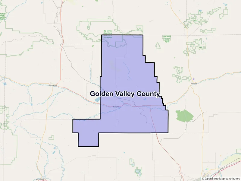 Map of Golden Valley County, Montana and ZIP codes