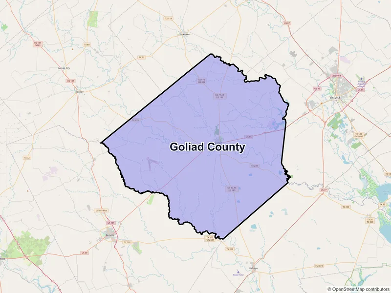 Map of Goliad County, Texas and ZIP codes