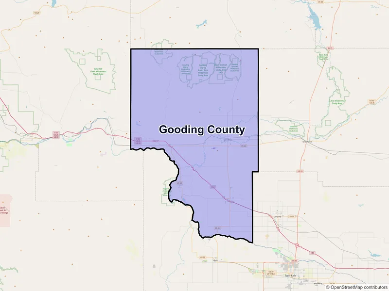 Map of Gooding County, Idaho and ZIP codes