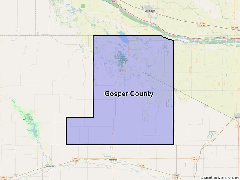 Map of Gosper County, Nebraska and ZIP codes