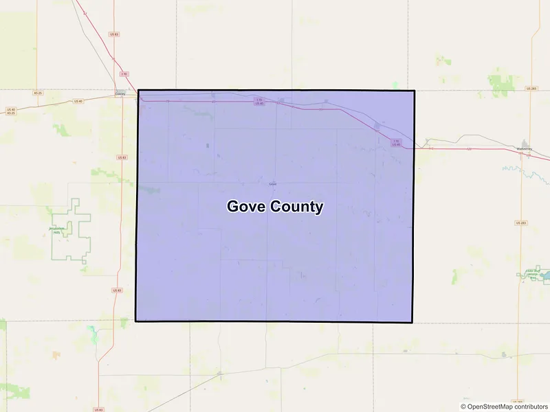 Map of Gove County, Kansas and ZIP codes