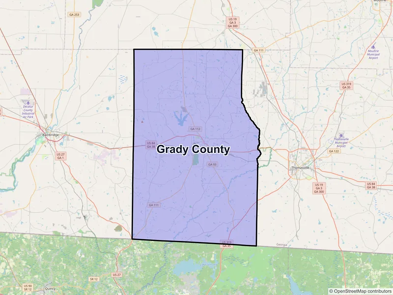 Map of Grady County, Georgia and ZIP codes