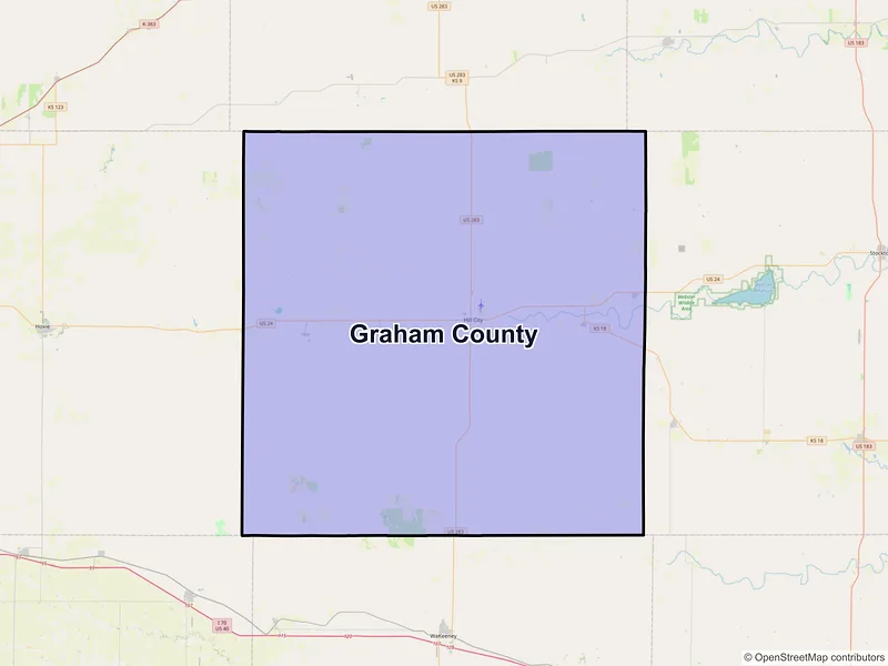 Map of Graham County, Kansas and ZIP codes