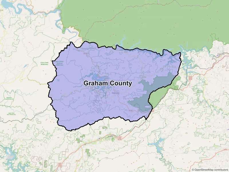 Map of Graham County, North Carolina and ZIP codes