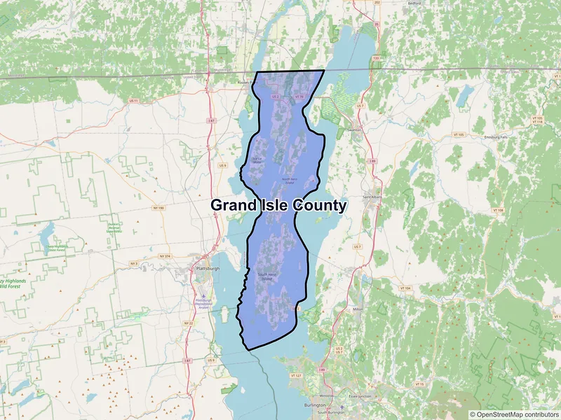 Map of Grand Isle County, Vermont and ZIP codes
