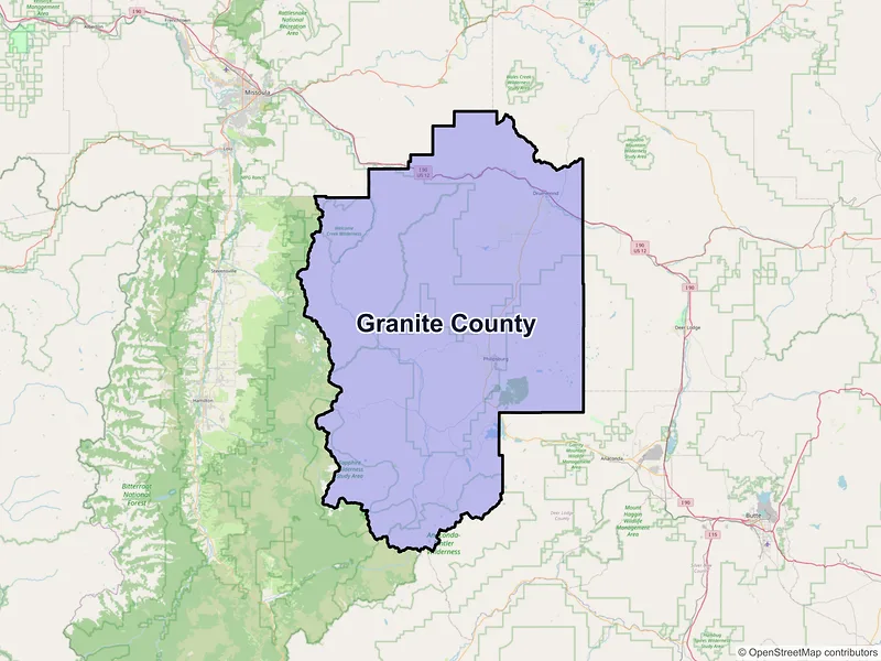 Map of Granite County, Montana and ZIP codes