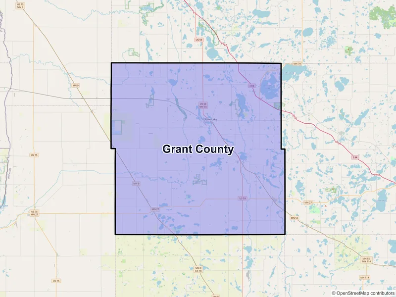 Map of Grant County, Minnesota and ZIP codes