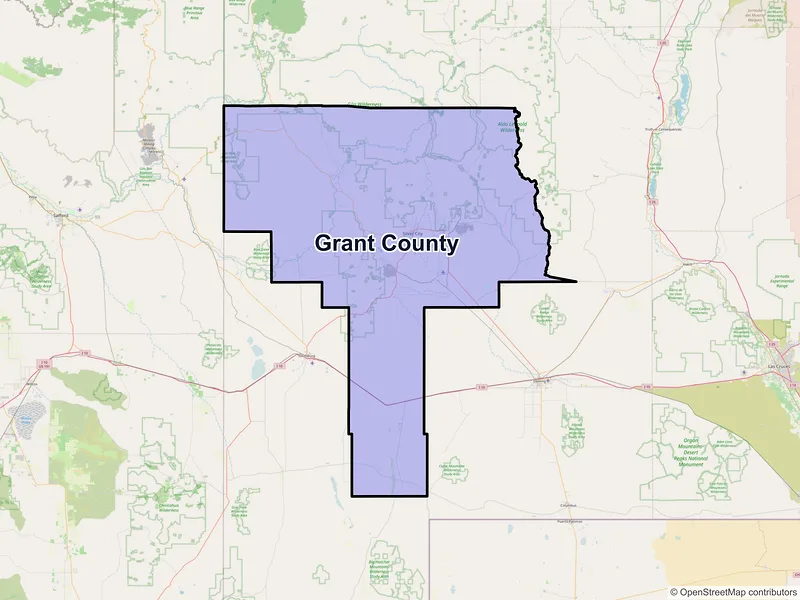 Map of Grant County, New Mexico and ZIP codes