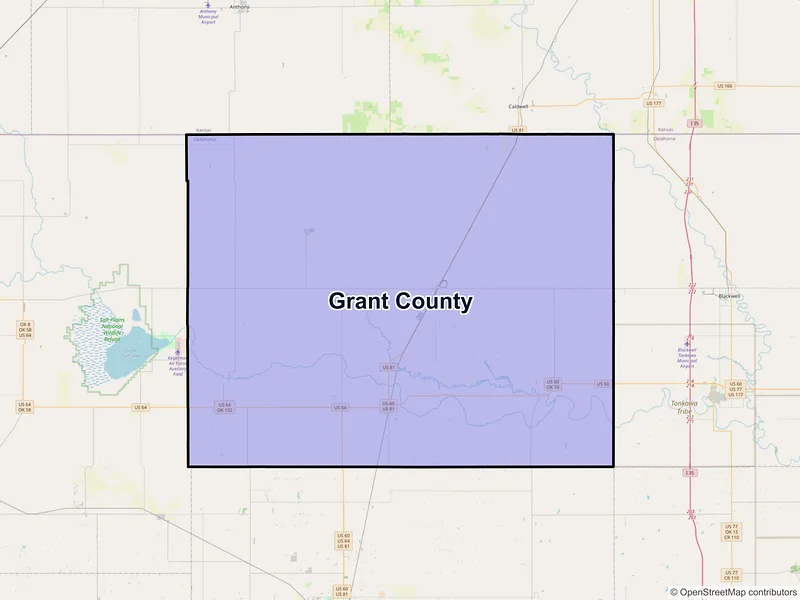 Map of Grant County, Oklahoma and ZIP codes