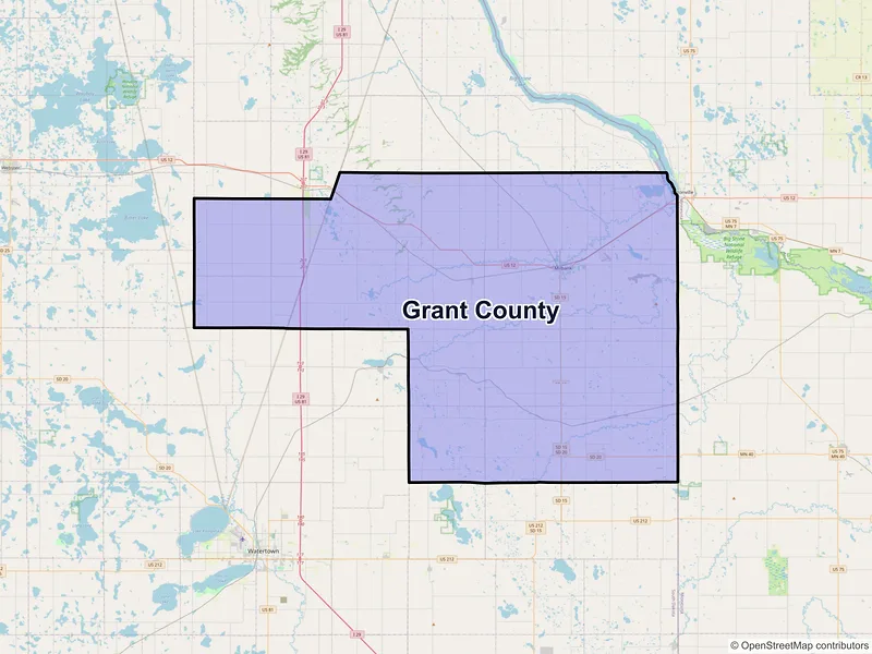 Map of Grant County, South Dakota and ZIP codes