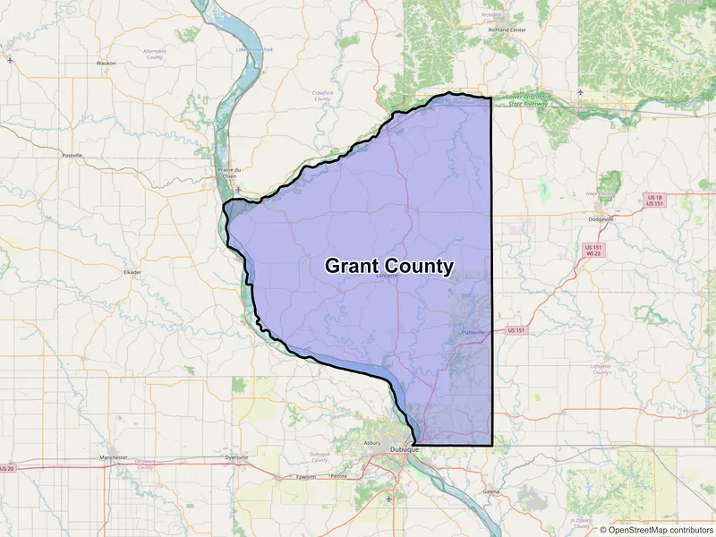Map of Grant County, Wisconsin and ZIP codes