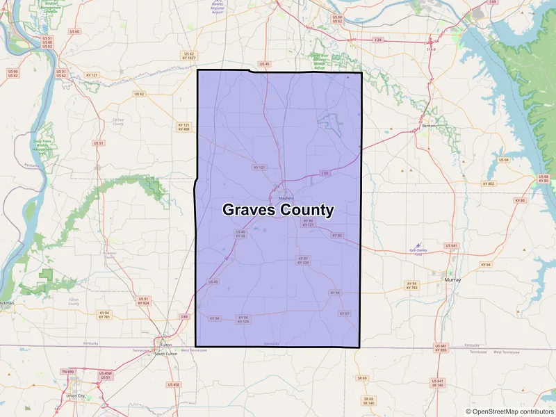 Map of Graves County, Kentucky and ZIP codes