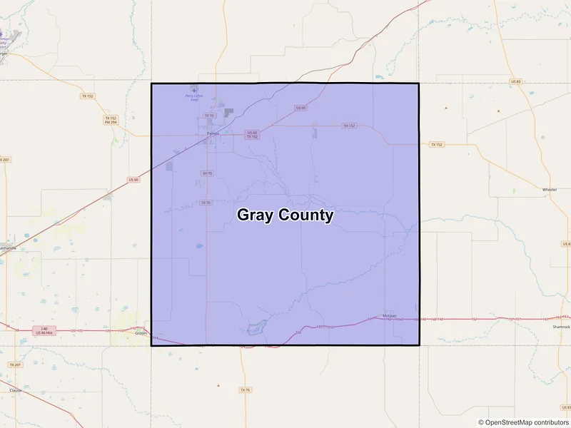 Map of Gray County, Texas and ZIP codes