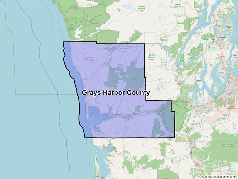 Map of Grays Harbor County, Washington and ZIP codes