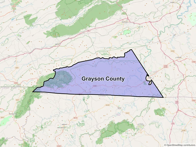 Map of Grayson County, Virginia and ZIP codes