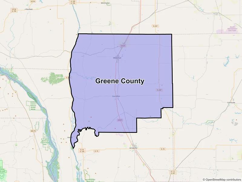 Map of Greene County, Illinois and ZIP codes