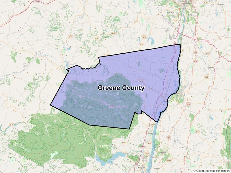 Map of Greene County, New York and ZIP codes