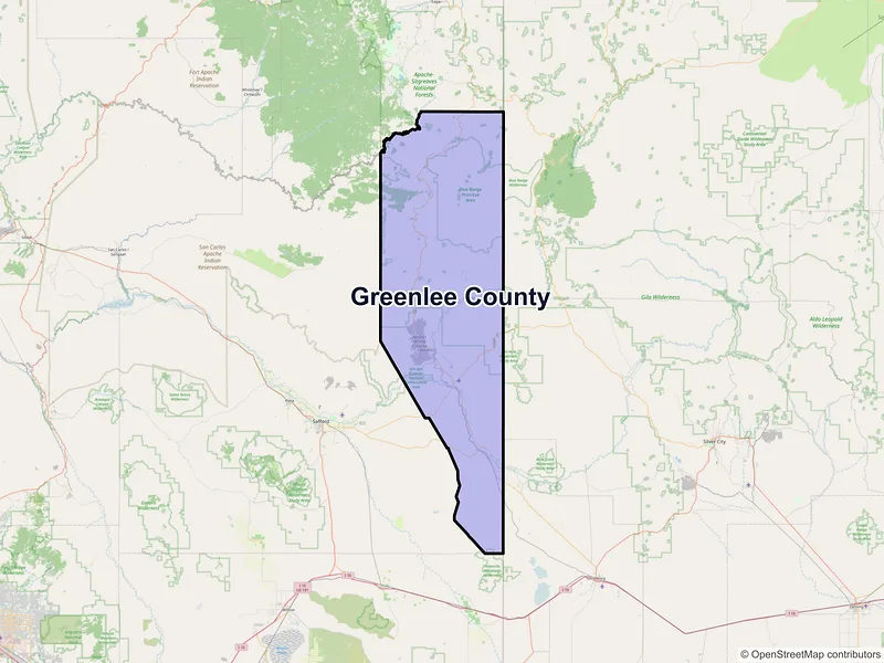Map of Greenlee County, Arizona and ZIP codes
