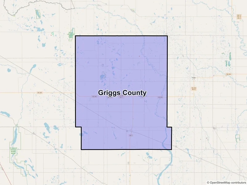 Map of Griggs County, North Dakota and ZIP codes