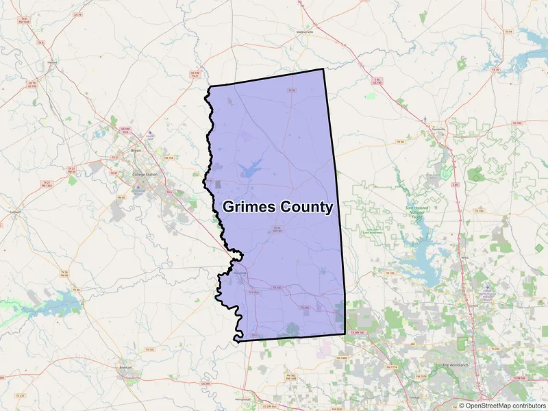 Map of Grimes County, Texas and ZIP codes