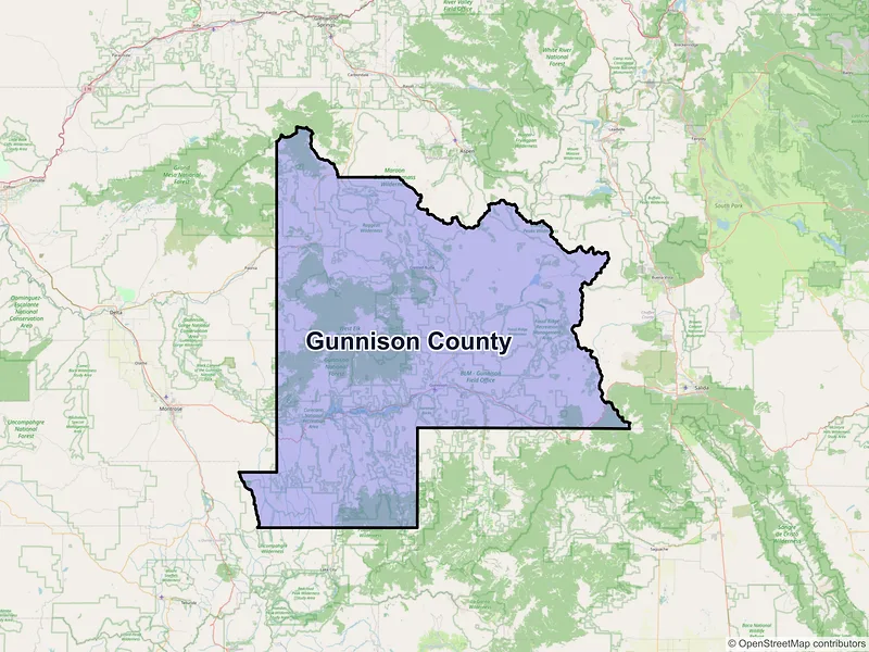 Map of Gunnison County, Colorado and ZIP codes