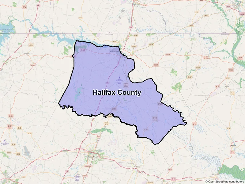 Map of Halifax County, North Carolina and ZIP codes
