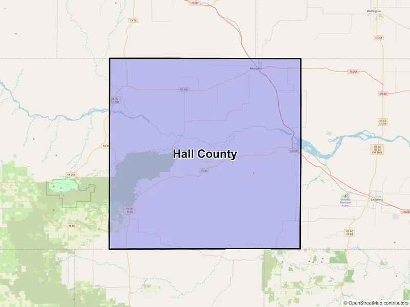 Map of Hall County, Texas and ZIP codes