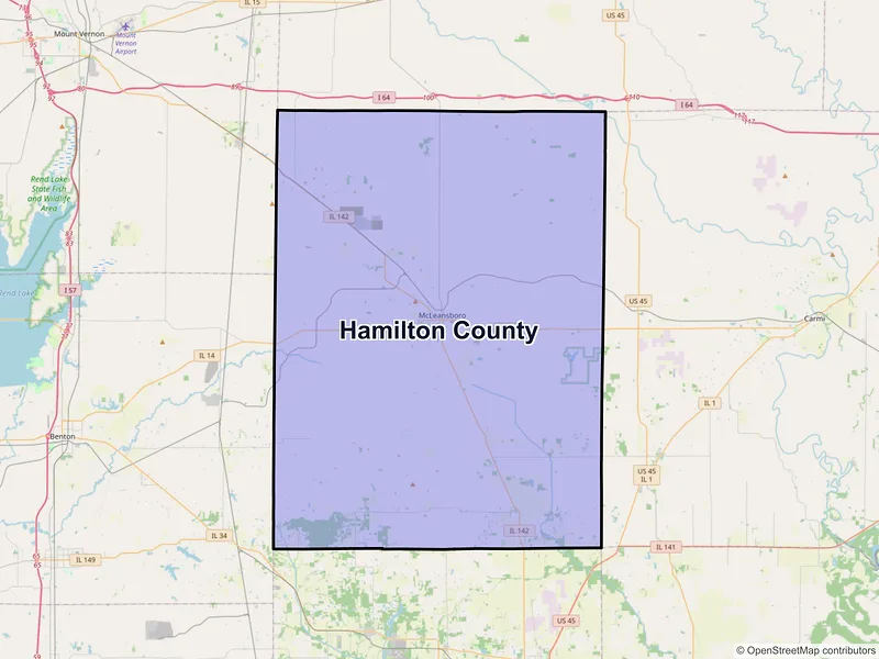 Map of Hamilton County, Illinois and ZIP codes