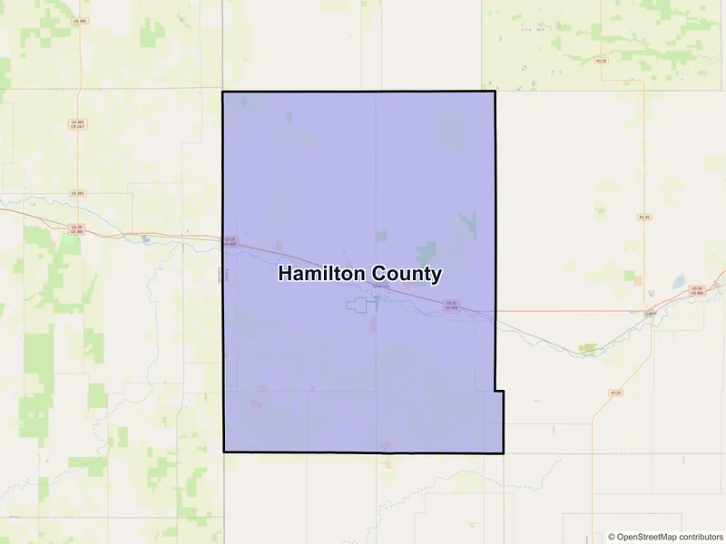 Map of Hamilton County, Kansas and ZIP codes