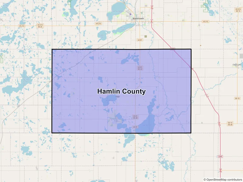 Map of Hamlin County, South Dakota and ZIP codes