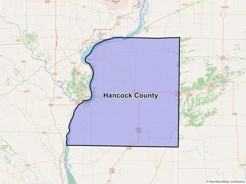 Map of Hancock County, Illinois and ZIP codes