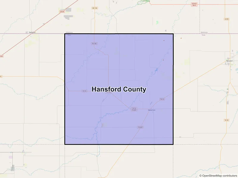 Map of Hansford County, Texas and ZIP codes