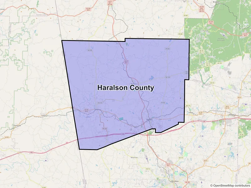 Map of Haralson County, Georgia and ZIP codes