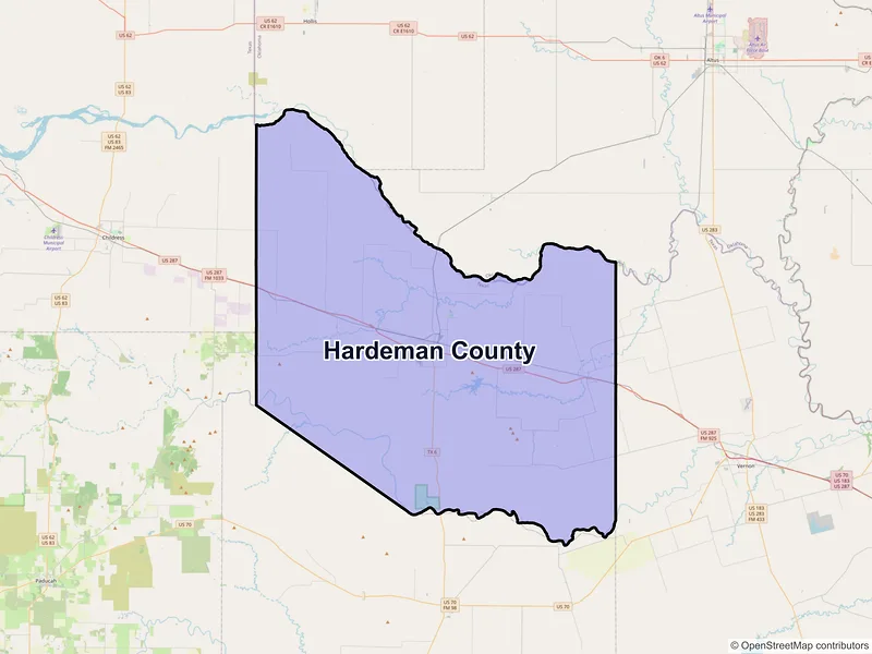 Map of Hardeman County, Texas and ZIP codes