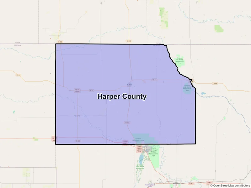 Map of Harper County, Oklahoma and ZIP codes