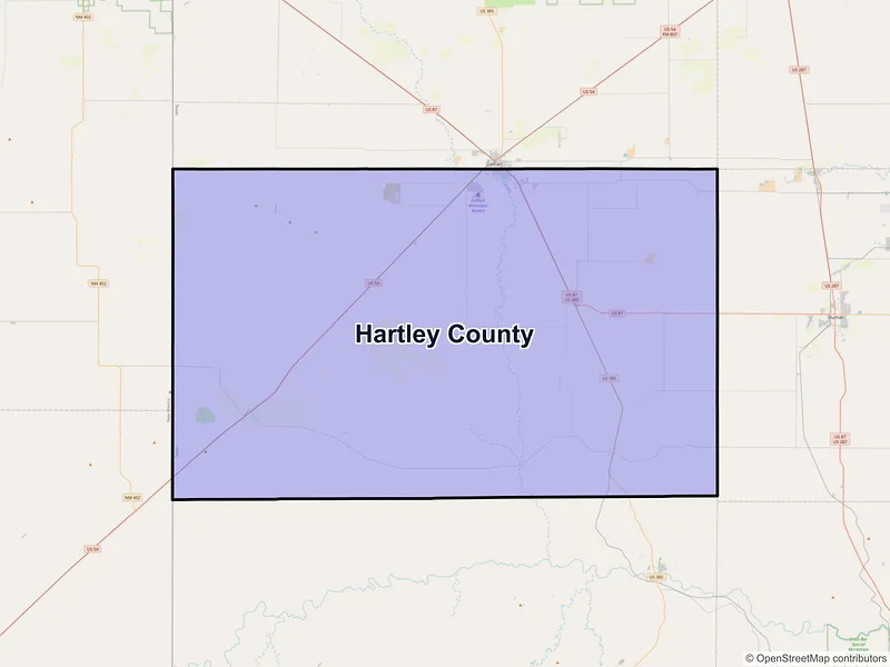Map of Hartley County, Texas and ZIP codes