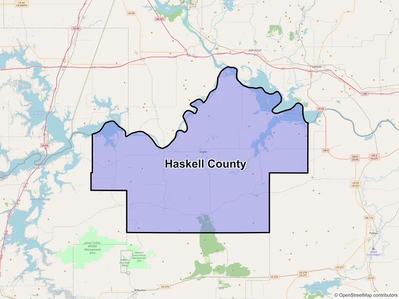 Map of Haskell County, Oklahoma and ZIP codes