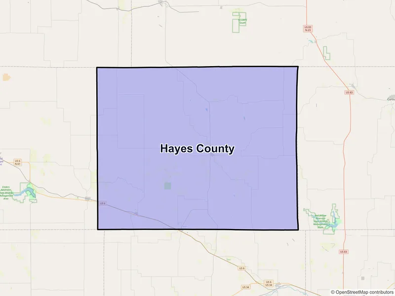 Map of Hayes County, Nebraska and ZIP codes