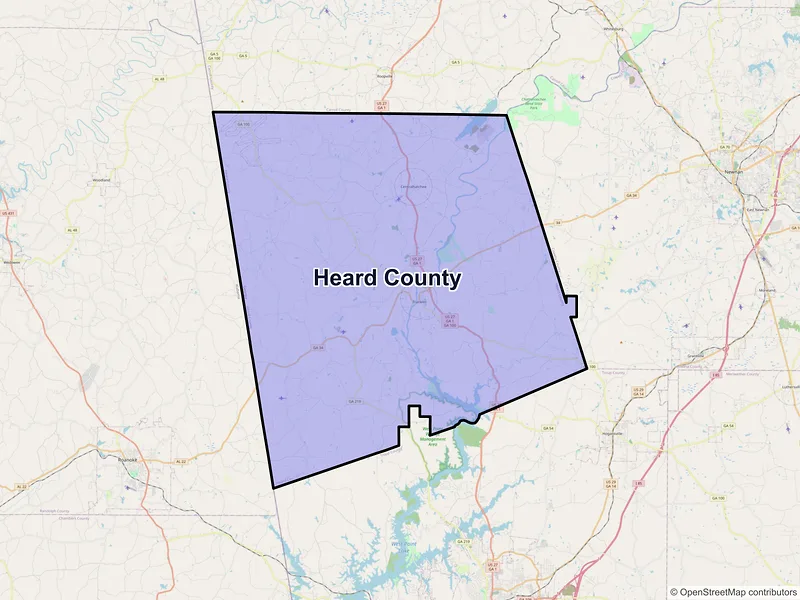 Map of Heard County, Georgia and ZIP codes
